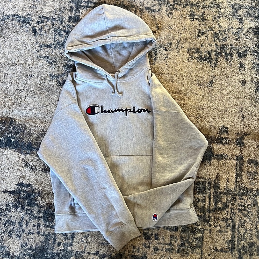 Champion Grey Hoodie, size large